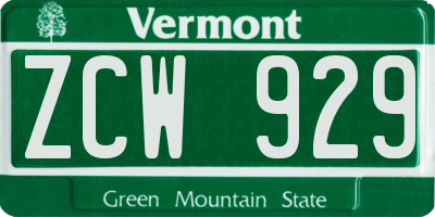 VT license plate ZCW929