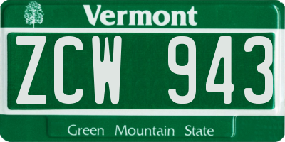 VT license plate ZCW943