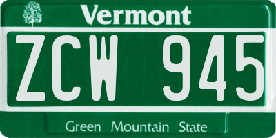 VT license plate ZCW945