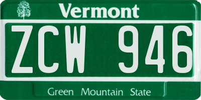 VT license plate ZCW946
