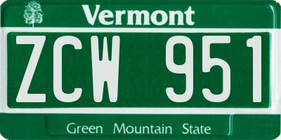 VT license plate ZCW951