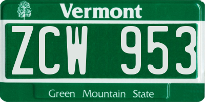 VT license plate ZCW953