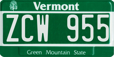 VT license plate ZCW955