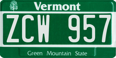 VT license plate ZCW957