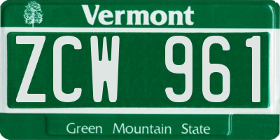 VT license plate ZCW961