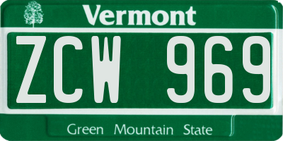 VT license plate ZCW969