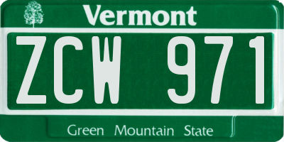 VT license plate ZCW971