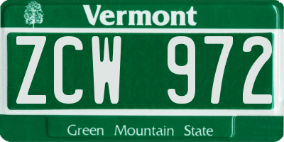 VT license plate ZCW972