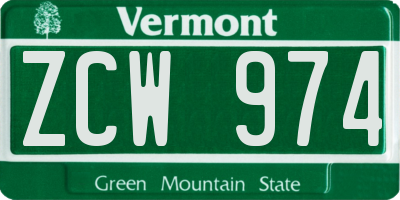 VT license plate ZCW974