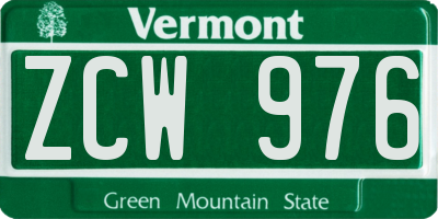 VT license plate ZCW976