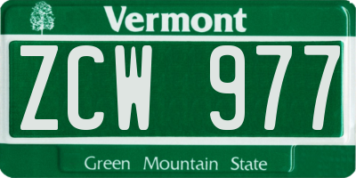 VT license plate ZCW977