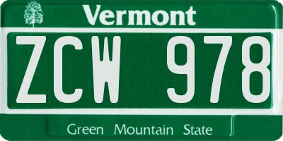 VT license plate ZCW978