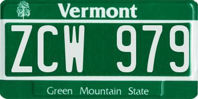 VT license plate ZCW979