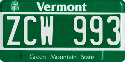 VT license plate ZCW993