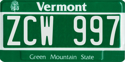 VT license plate ZCW997