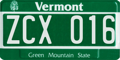 VT license plate ZCX016
