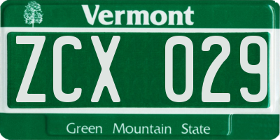 VT license plate ZCX029