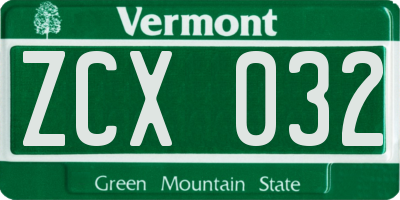 VT license plate ZCX032