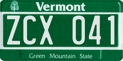 VT license plate ZCX041
