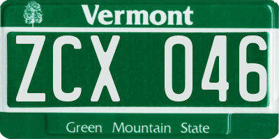 VT license plate ZCX046