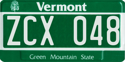 VT license plate ZCX048
