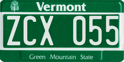 VT license plate ZCX055