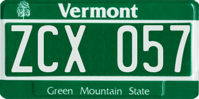 VT license plate ZCX057