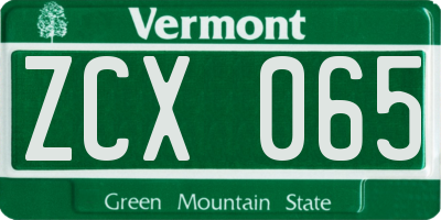 VT license plate ZCX065