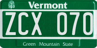 VT license plate ZCX070
