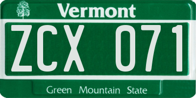VT license plate ZCX071