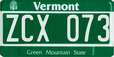 VT license plate ZCX073