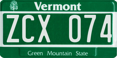 VT license plate ZCX074