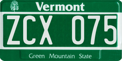VT license plate ZCX075
