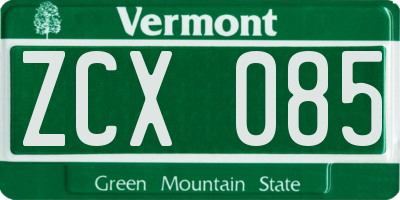 VT license plate ZCX085