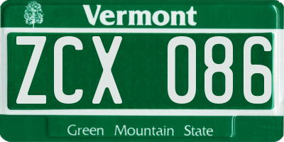 VT license plate ZCX086