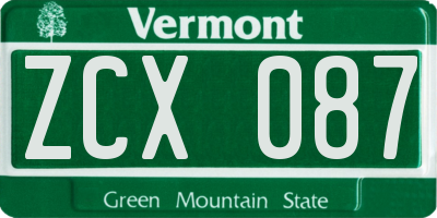 VT license plate ZCX087