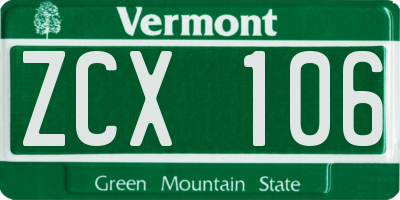VT license plate ZCX106