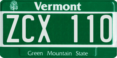 VT license plate ZCX110