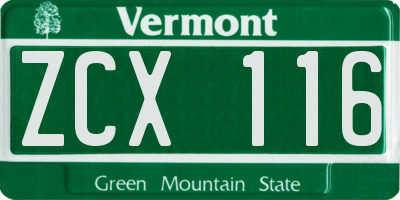 VT license plate ZCX116