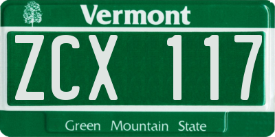 VT license plate ZCX117