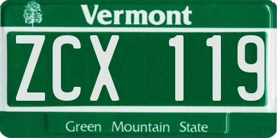 VT license plate ZCX119