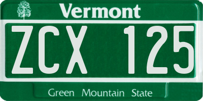 VT license plate ZCX125