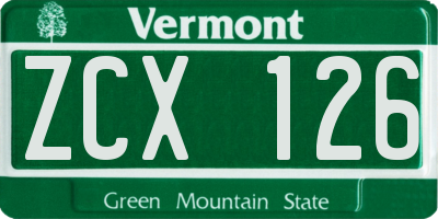VT license plate ZCX126