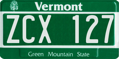 VT license plate ZCX127