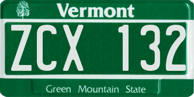 VT license plate ZCX132