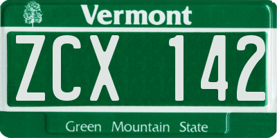 VT license plate ZCX142