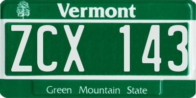VT license plate ZCX143