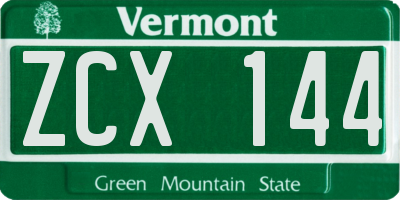 VT license plate ZCX144