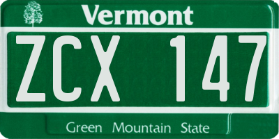 VT license plate ZCX147