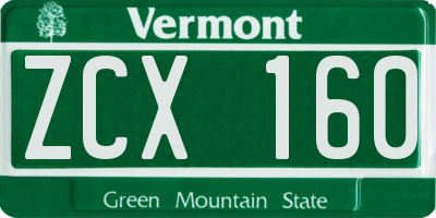 VT license plate ZCX160